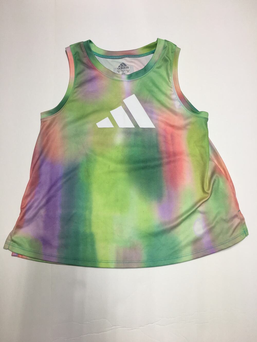 Adidas Green Stripe Colorful Rainbow Tank Top Small 7/8